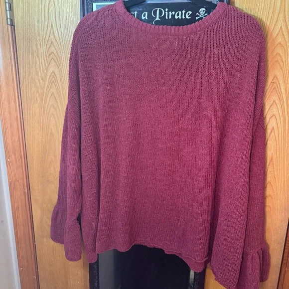 Burgundy Bell Sleeve Knit Sweater - Picture 4 of 4